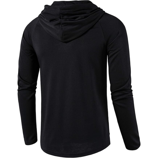 Men's Activewear Long Sleeve Hoodie – Lightweight Pullover for Gym Workouts and Casual Wear