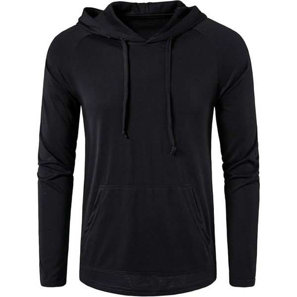 Men's Activewear Long Sleeve Hoodie – Lightweight Pullover for Gym Workouts and Casual Wear