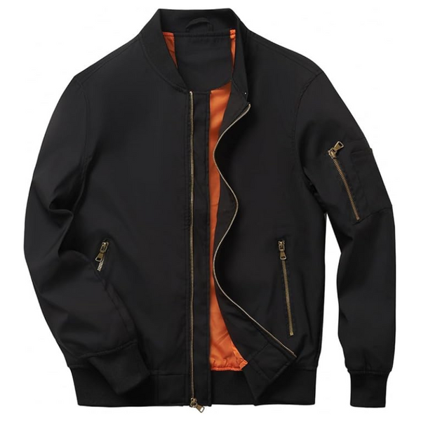 Men's Lightweight Bomber Jacket – Casual Zip-Up Windbreaker with Pockets for Spring and Fall